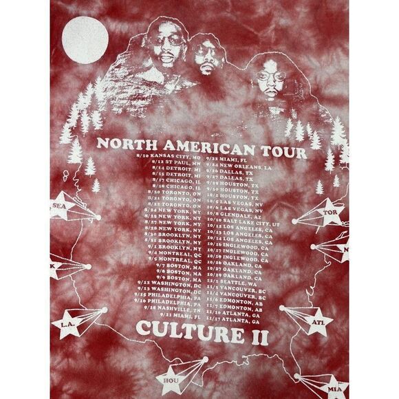 MIGOS Culture II 2 North America Tour 2018 T-shirt Women Small Red Tie Dye Music - Picture 2 of 6
